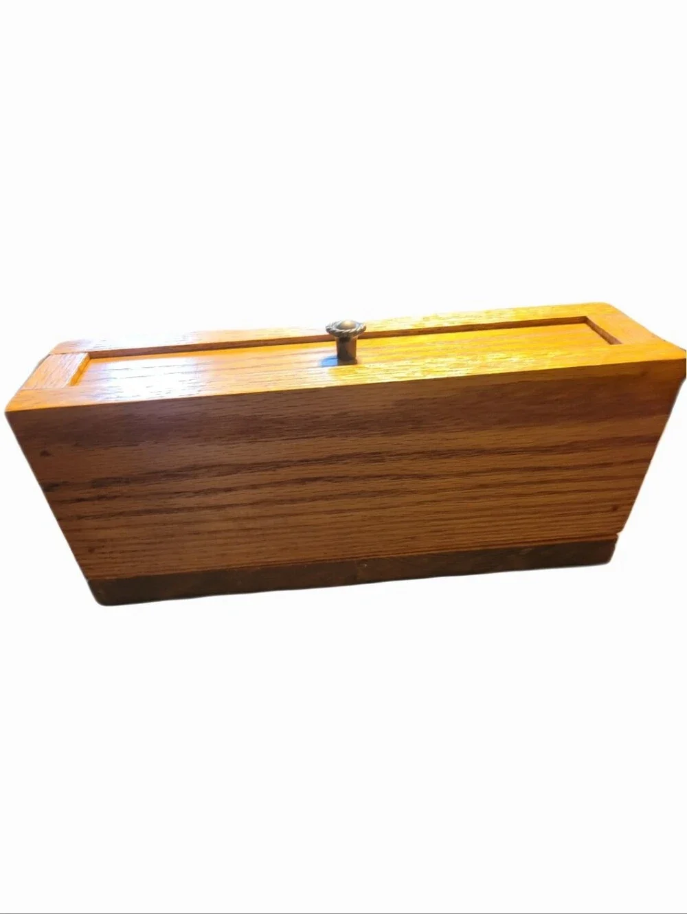 Vintage Oak Desktop Hanging Calendar Holder with Drawer Cottage Core